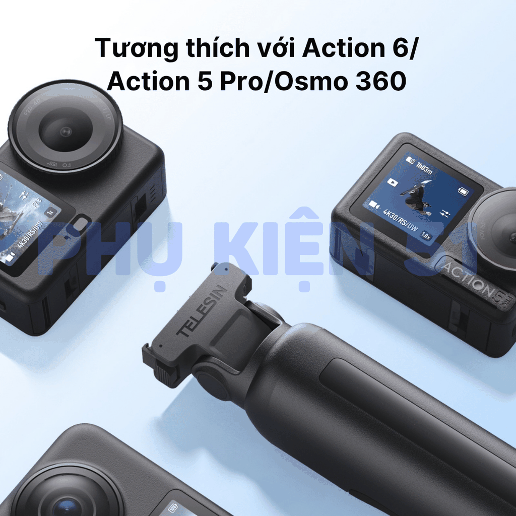 Tay cầm hộp sạc TELESIN cho Action 6 5 Osmo 360 cầm tay tiện dụng