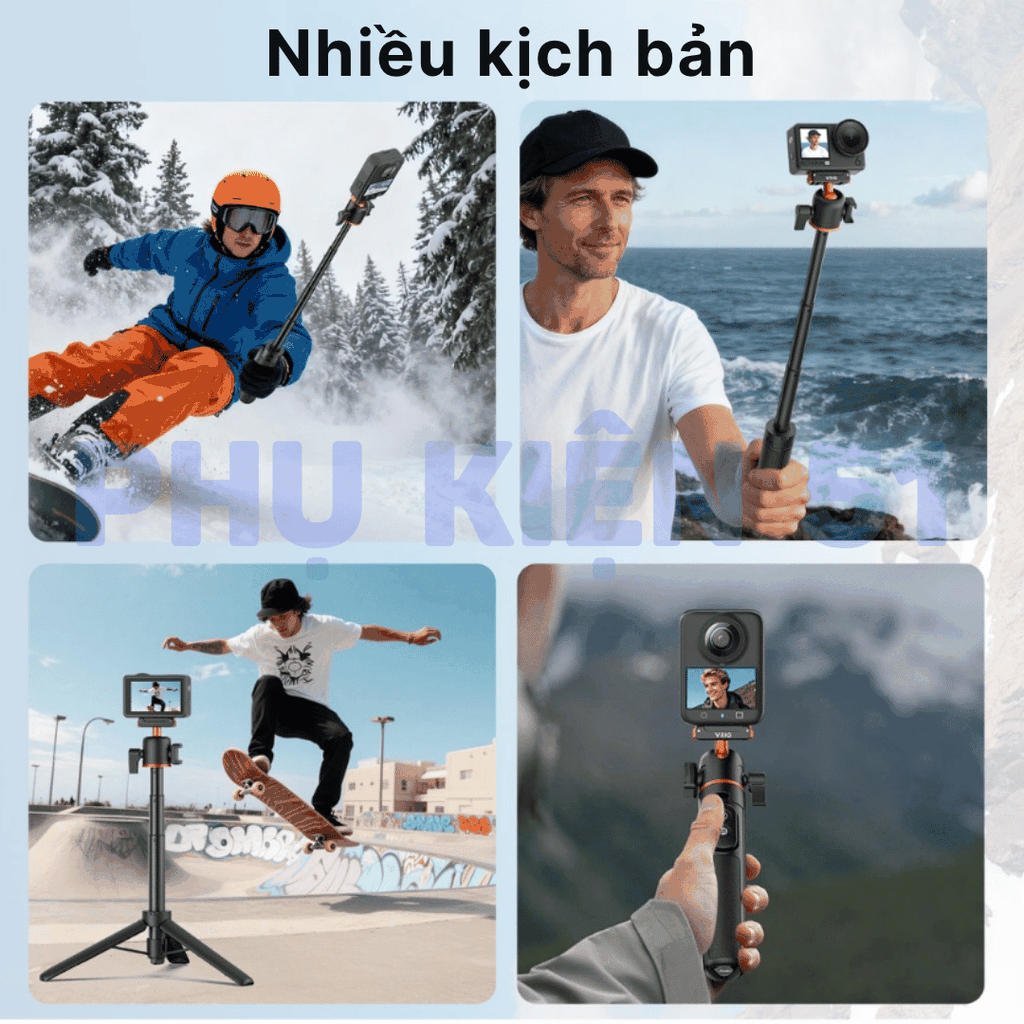 Gậy Vrig kiêm Remote Action 6 5 4 Osmo 360 gấp gọn tích hợp ngàm dài 55cm