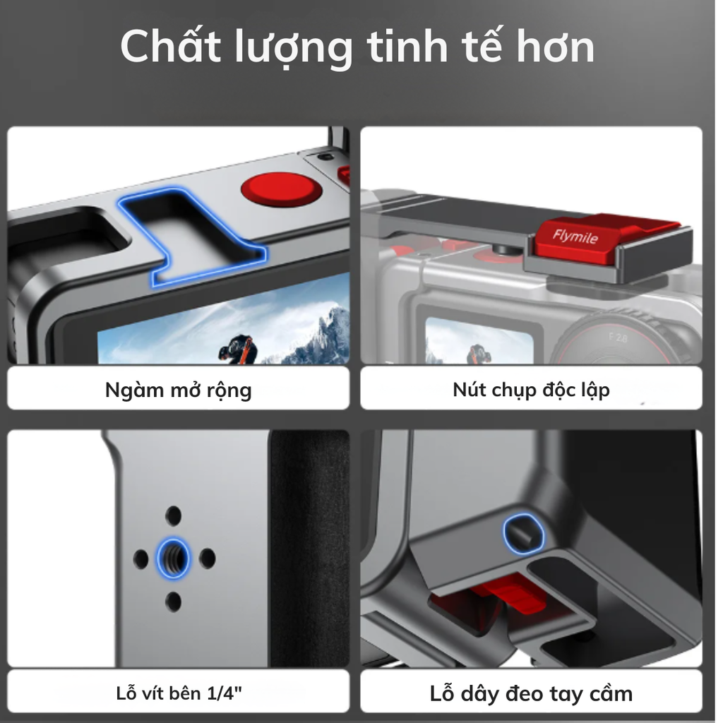 Tay cầm Flymile cho Action 5 Pro 4 3 hợp kim nhôm chắc chắn chụp hình đường phố