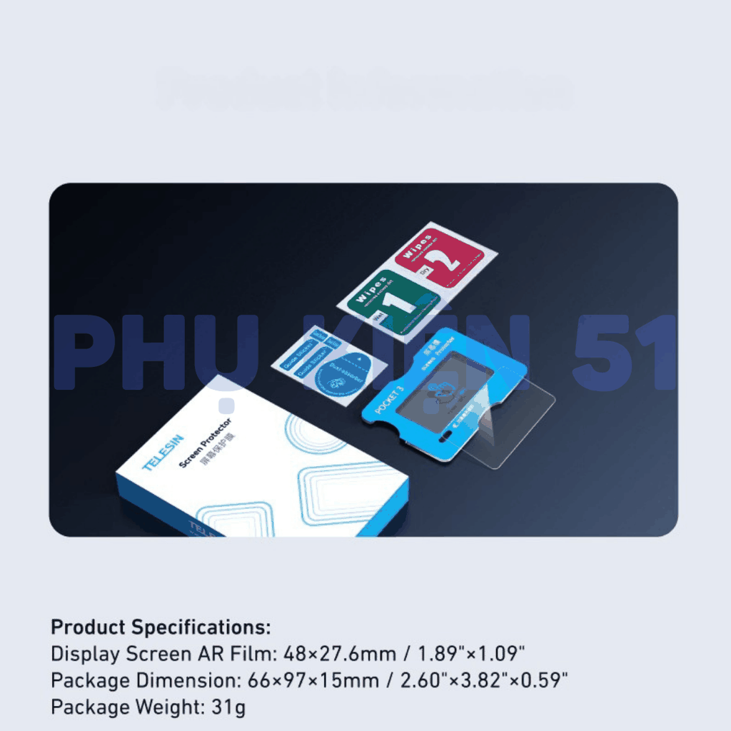 Cường lực Telesin màn hình Pocket 4 Pro bảo vệ màn hình chống trầy xước