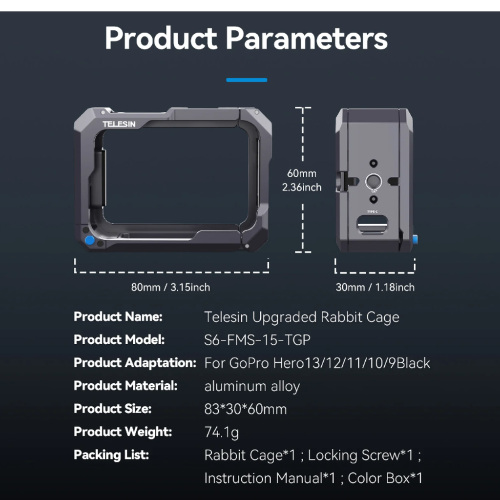 Khung hợp kim nhôm Gopro 13 12 11 10 9 Black nâng cấp tích hợp nhiều phụ kiện