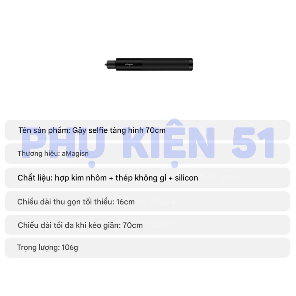 Gậy aMagisn tàng hình Insta360 X5 X4 X3 Osmo 360 kéo dài 70cm 120cm