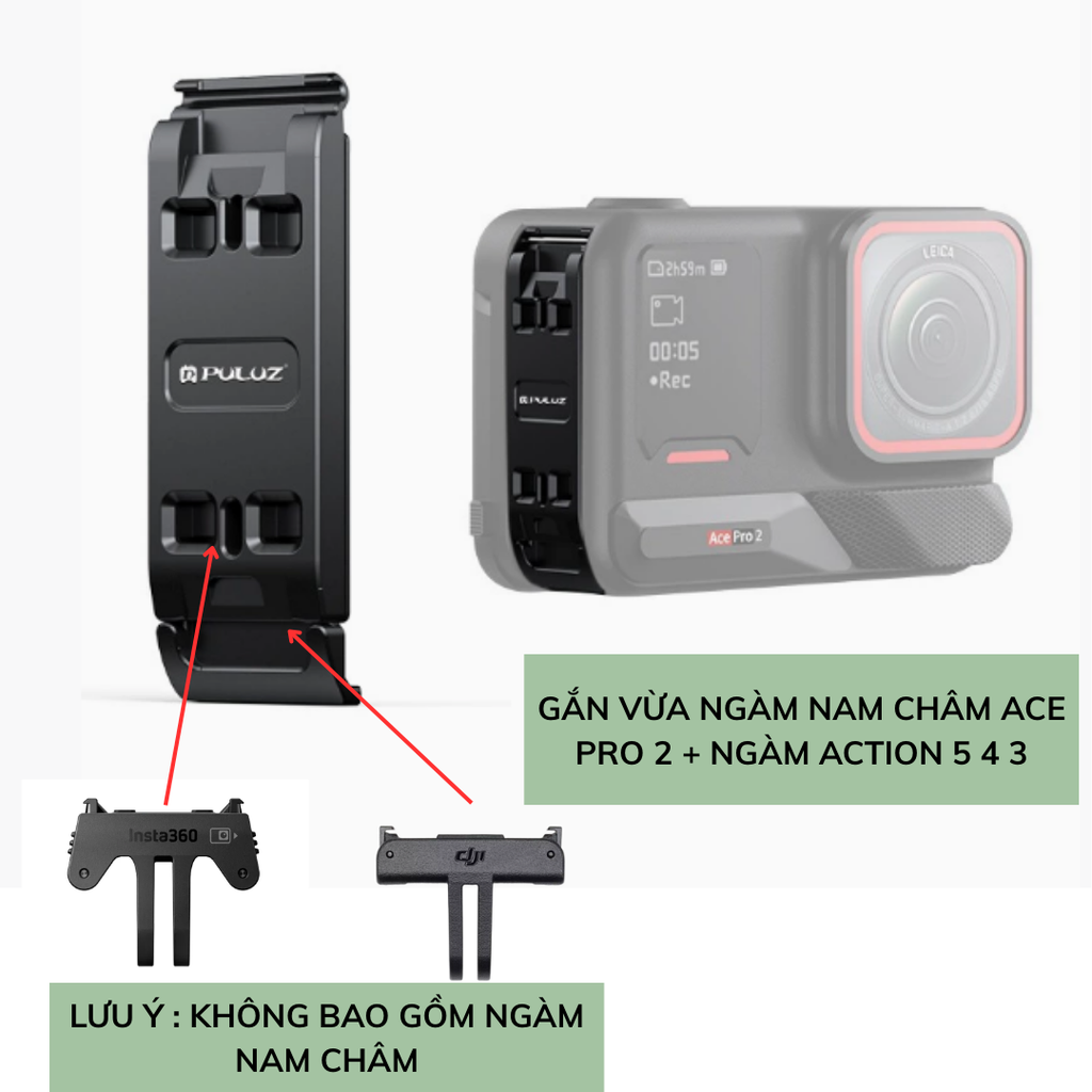 Nắp pin Insta360 Ace Pro 2 gắn dọc actioncam dễ dàng tiện lợi