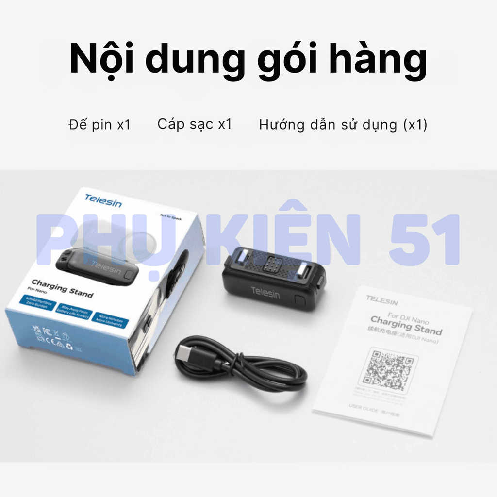 Pin dự phòng Telesin DJI Nano 500mAh kéo dài thời gian quay nhỏ gọn