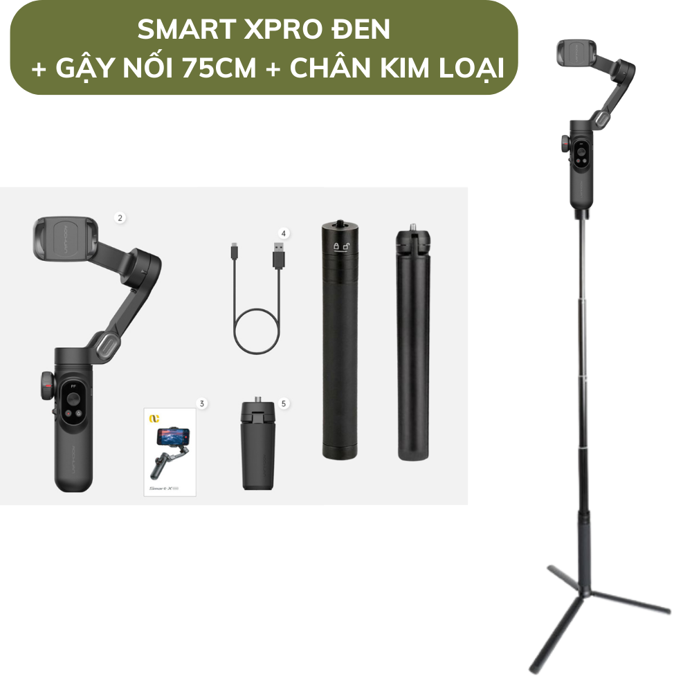 Gimbal Smart X Pro Tay cầm chống rung, Gymbal hỗ trợ quay phim, chụp ảnh chuyên nghiệp