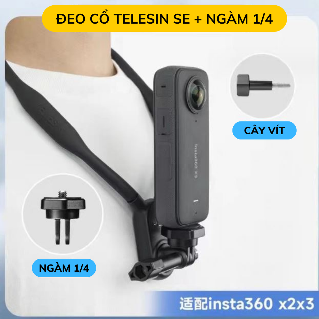 Vòng đeo cổ TELESIN SE gắn điện thoại , Gopro, ActionCam, Omso Action, Insta360 Ace pro
