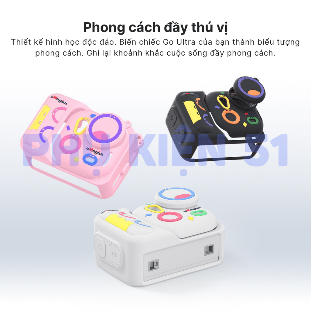 Silicon aMagisn cho Insta360 Go Ultra bảo vệ camera màn hình màu sắc vui nhộn