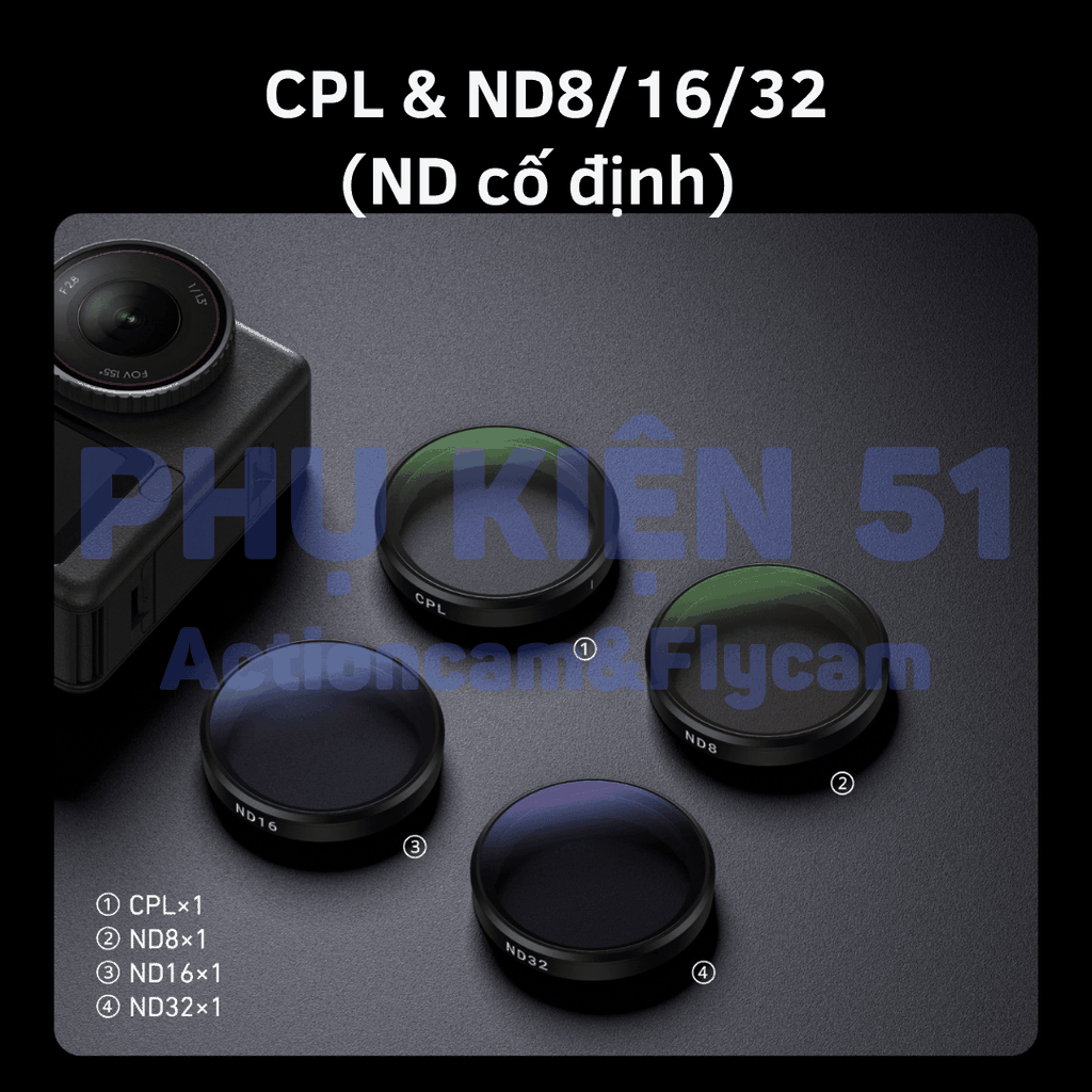 Bộ lọc Telesin CPL UV VND 2-32 cho Action 6 chuyên nghiệp có thể điều chỉnh ND