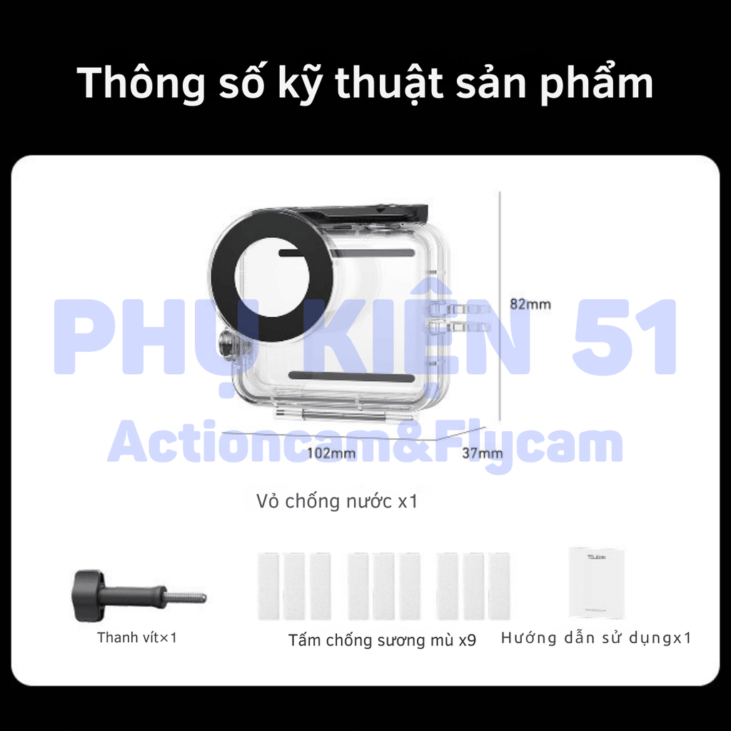 Khung vỏ chống nước Telesin DJI Nano chống nước đi bơi, đi lặn bảo vệ camera