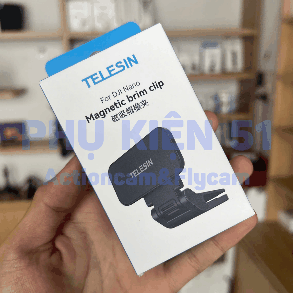 Đế nam châm Telesin kẹp nón DJI Osmo Nano kẹp chặt chắc chắn S3-HMH-05-TDJ