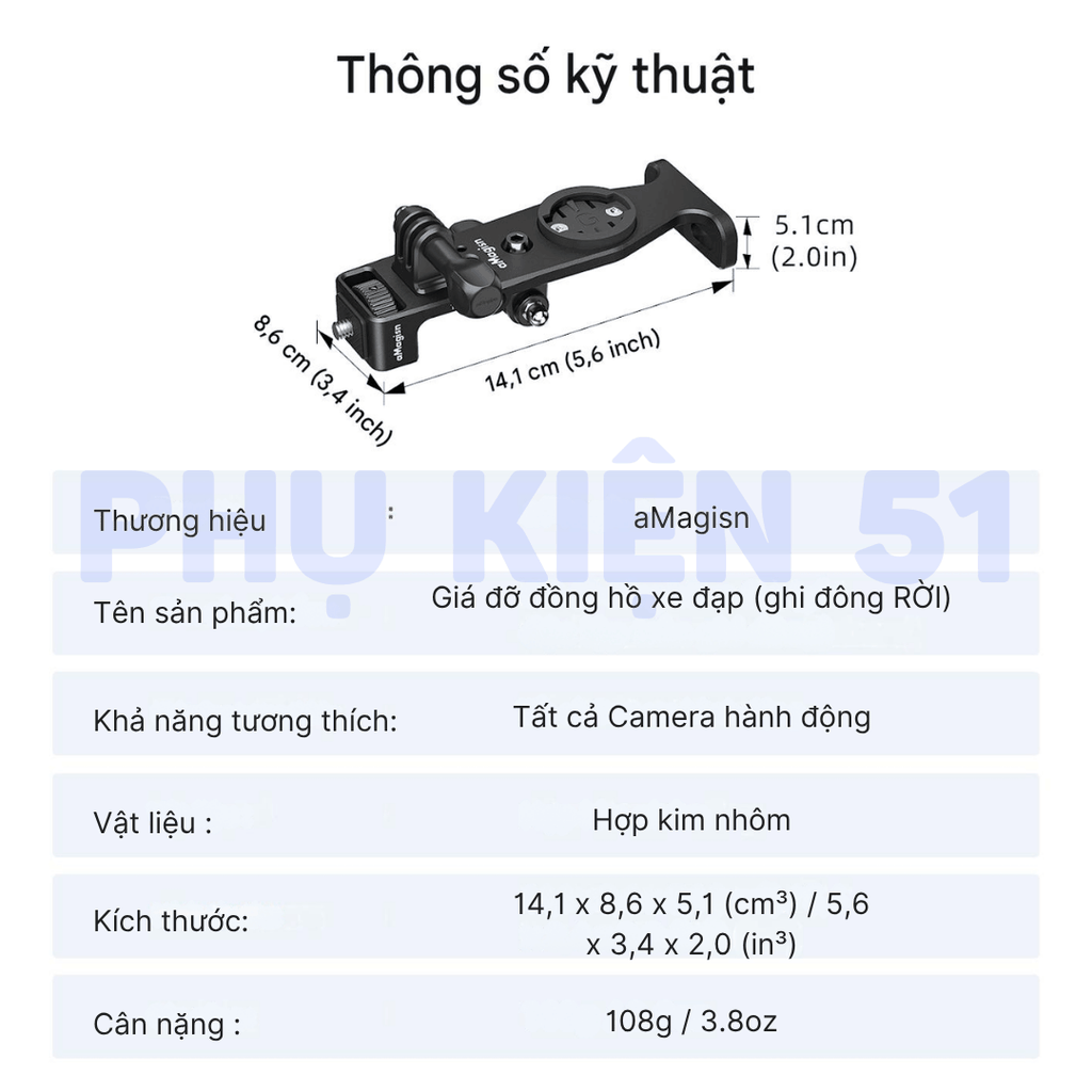 Pát xe đạp aMagisn giúp gắn Actioncam lên ghi đông xe chắc chắn