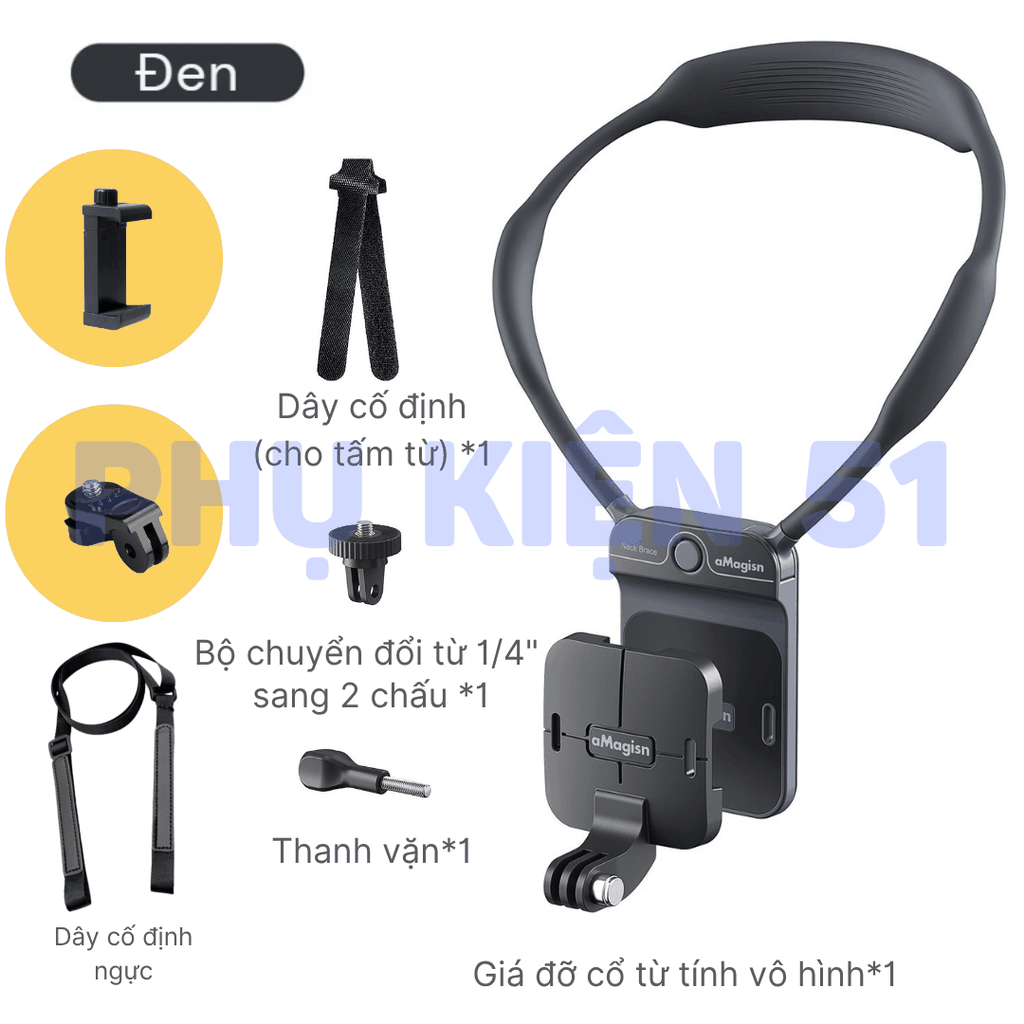 Vòng đeo cổ aMagisn từ tính cho Actioncam giấu ẩn trong áo hít mạnh mẽ