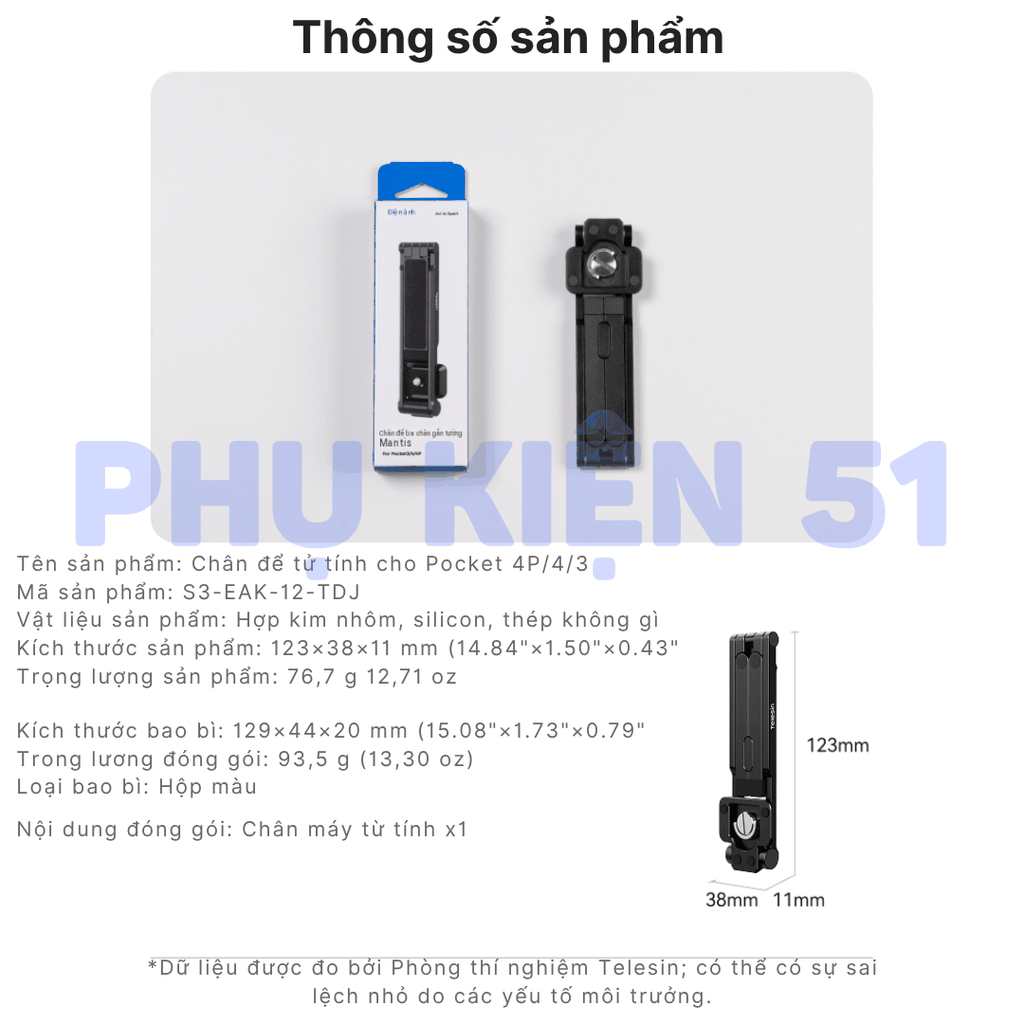 Tay cầm gấp gọn Pocket 3 4 4P kiêm tripod , đế từ tính chân đứng cầm tay