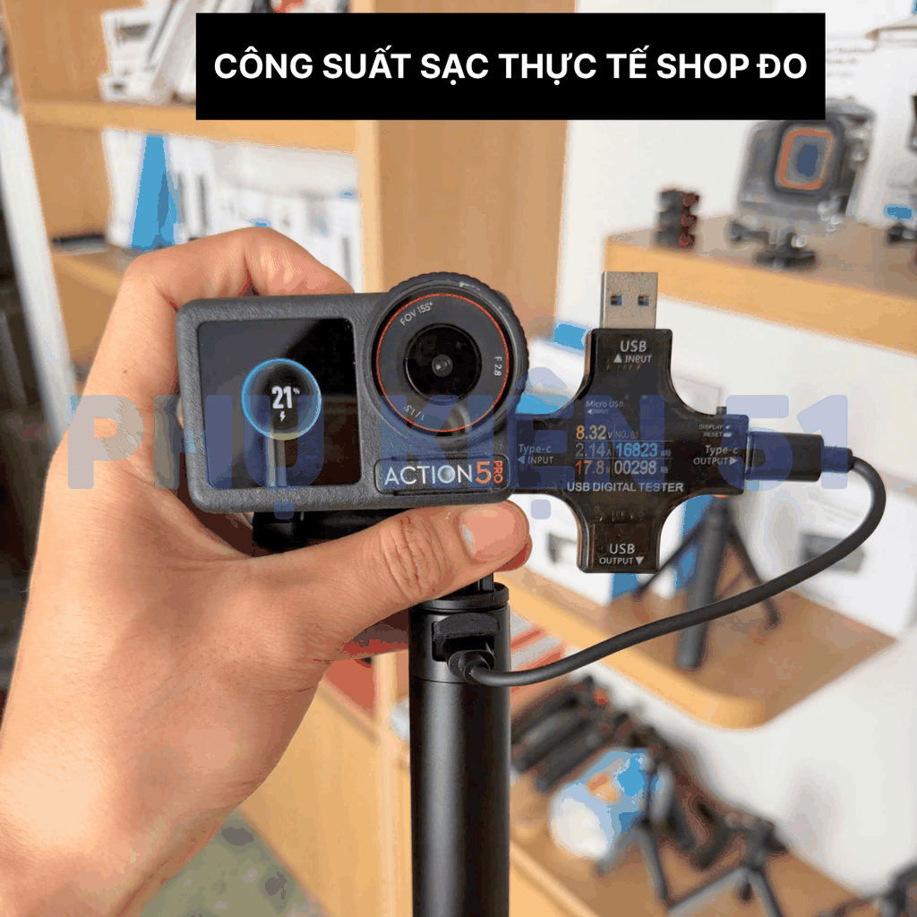 Gậy sạc Telesin 2.0 dự phòng Actioncam Insta360 Gopro 5000mah kéo dài thời gian sử dụng