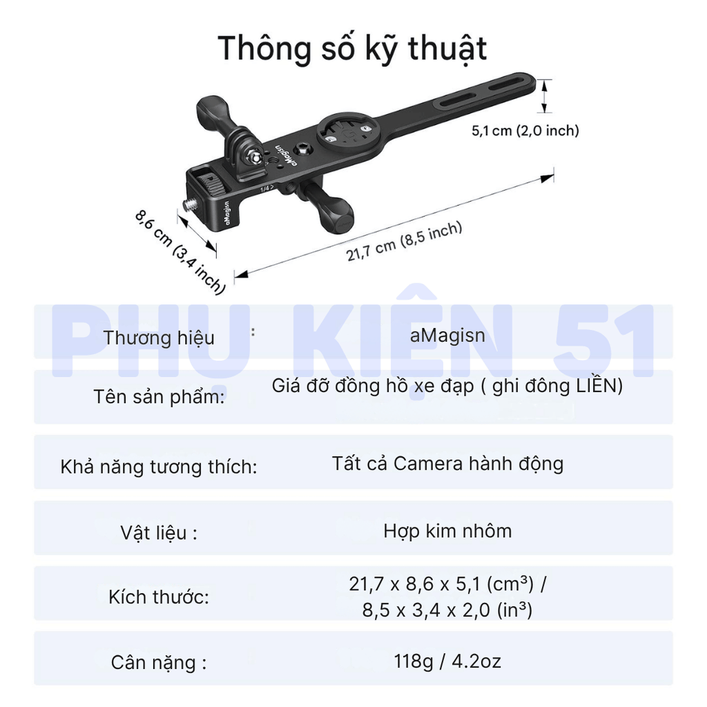 Pát xe đạp aMagisn giúp gắn Actioncam lên ghi đông xe chắc chắn