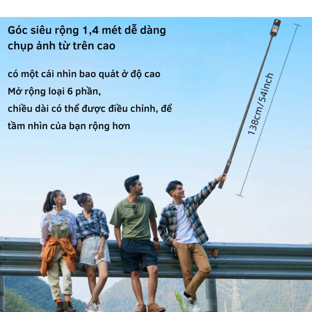 Gậy Vrig Tp 21 kéo dài 128cm tích hợp tripod gắn Actioncam Gopro Insta360 Actioncam