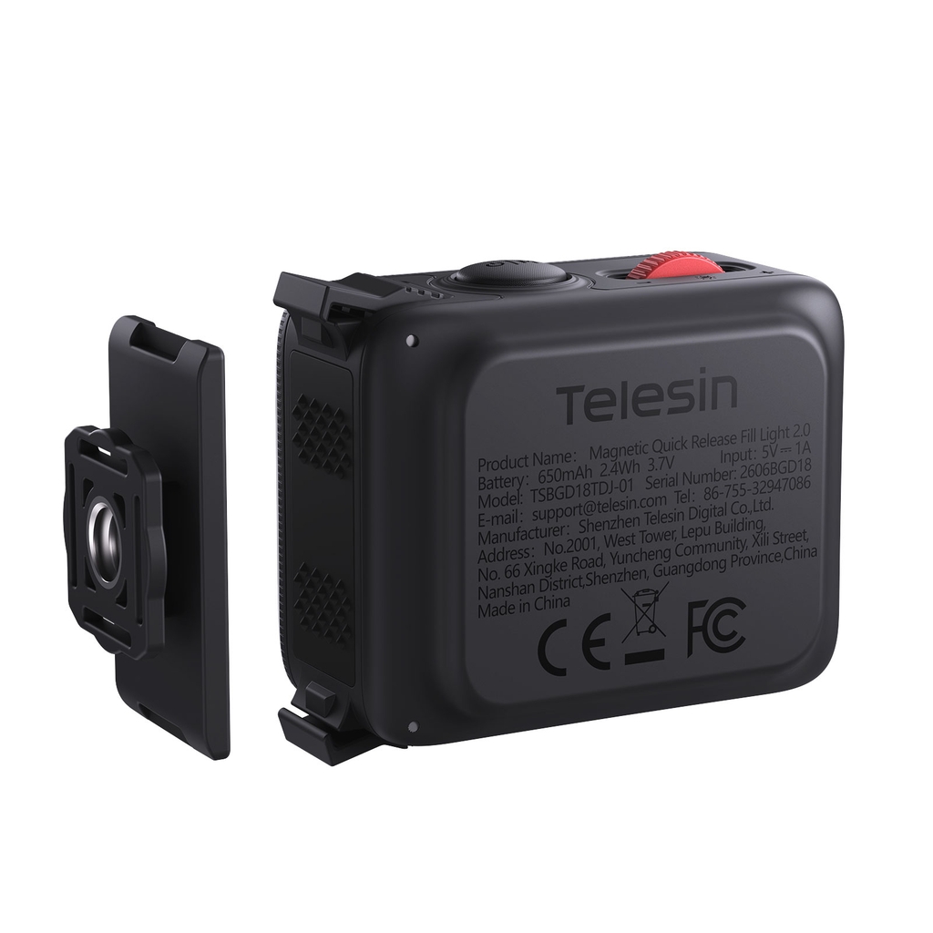 Đèn trợ sáng TELESIN cho DJI Action 6 / Nano kèm chân Cold Shoe hỗ trợ nhiều phụ kiện