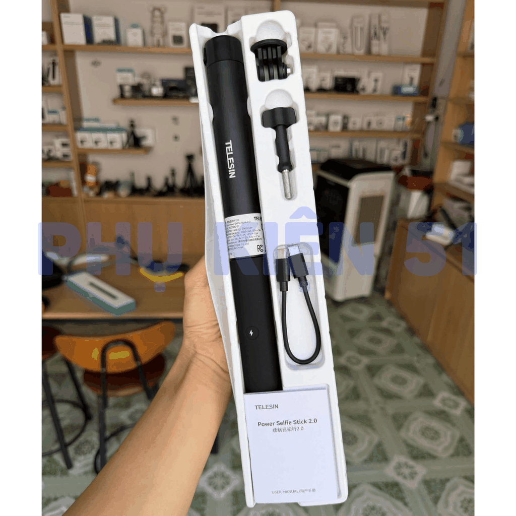 Gậy sạc Telesin 2.0 dự phòng Actioncam Insta360 Gopro 5000mah kéo dài thời gian sử dụng