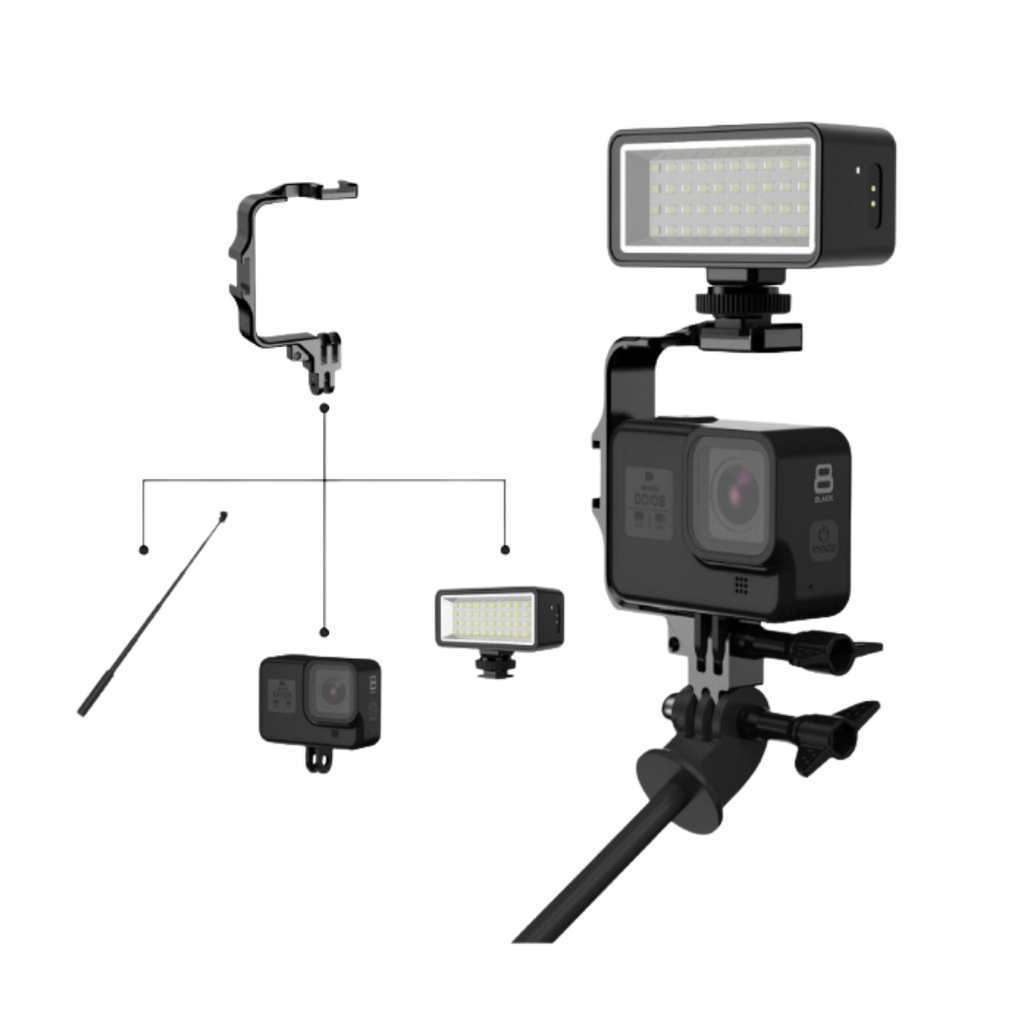Ngàm hợp kim CNC hỗ trợ gắn mic đèn phụ kiện ActionCam Gopro