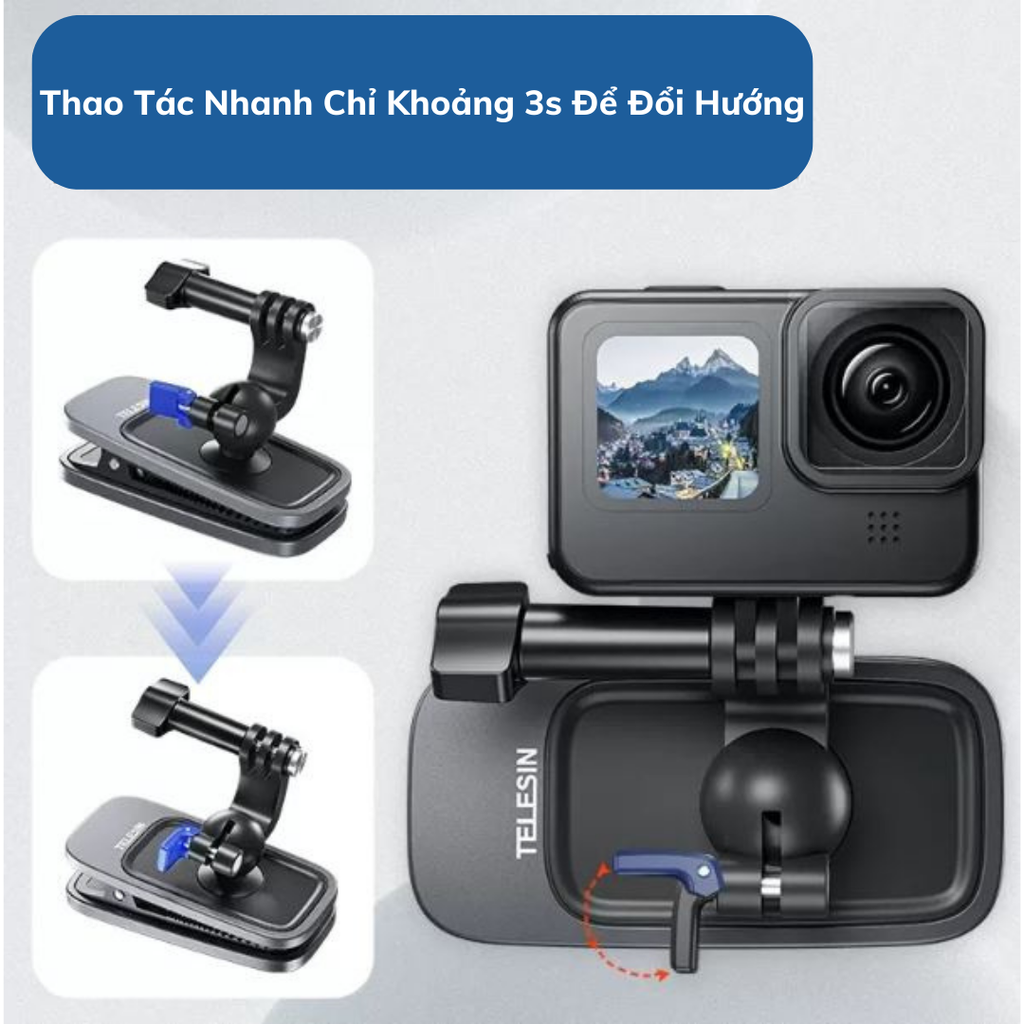 Kẹp balo TELESIN tích hợp nam châm gắn Actioncam