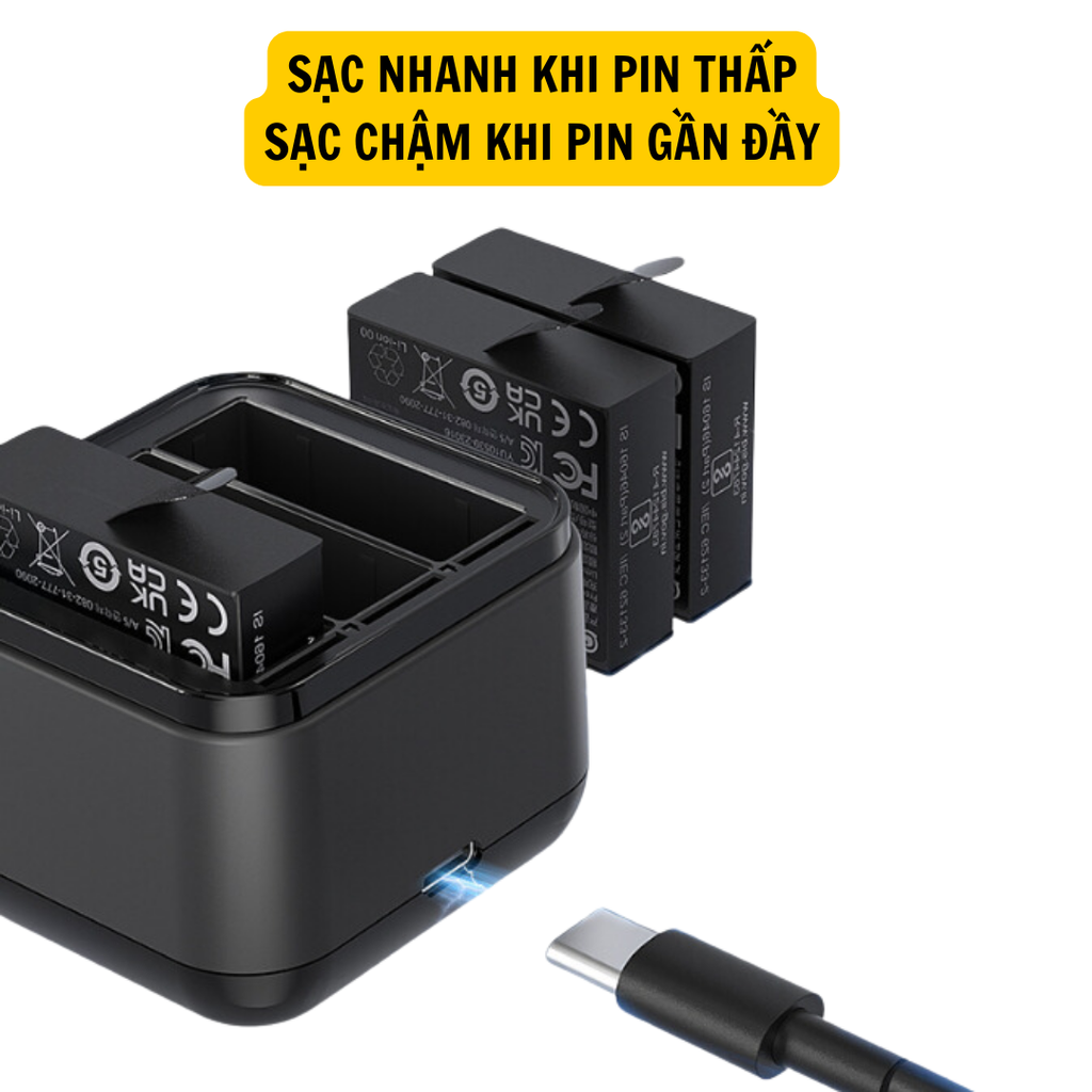 Bộ sạc aMagisn cho Insta360 Ace/Ace Pro hỗ trợ sạc 3 pin cùng lúc - Hàng Chính Hãng