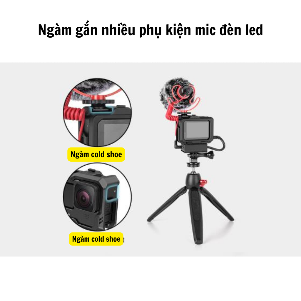 SmallRig Cage GoPro 13 12 11 10 9 có khung gắn Adapter Gopro gắn mic đèn led làm Vlog -Smallrig 3083B