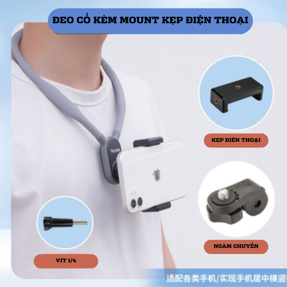 Vòng đeo cổ TELESIN dành cho Gopro , gắn điện thoại và Action camera