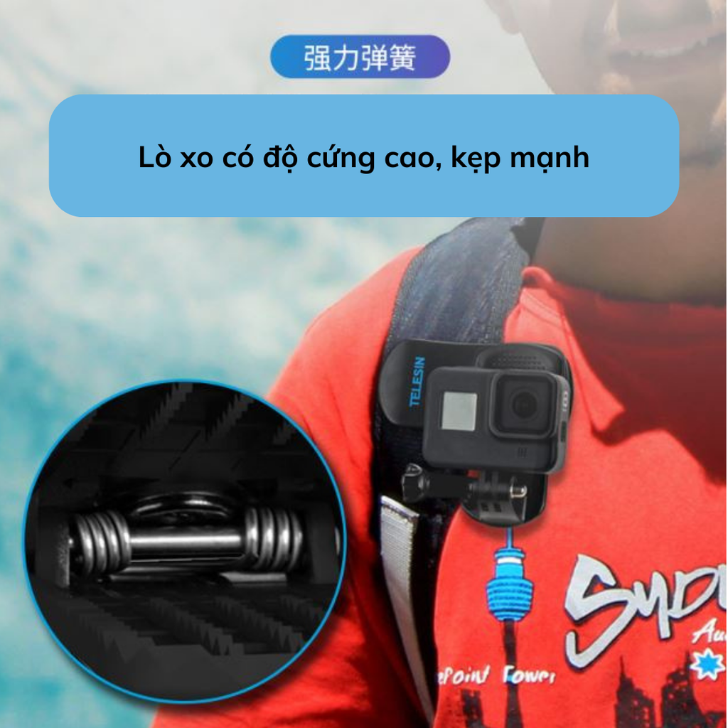 Kẹp balo đa năng TELESIN gắn Action cam răng cưa cực chắc
