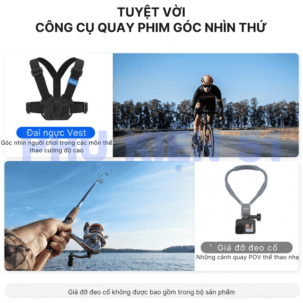 Dây đeo ngực TELESIN gắn ActionCam Gopro, Insta360 Ace Pro - TELESIN GP-UCS-001