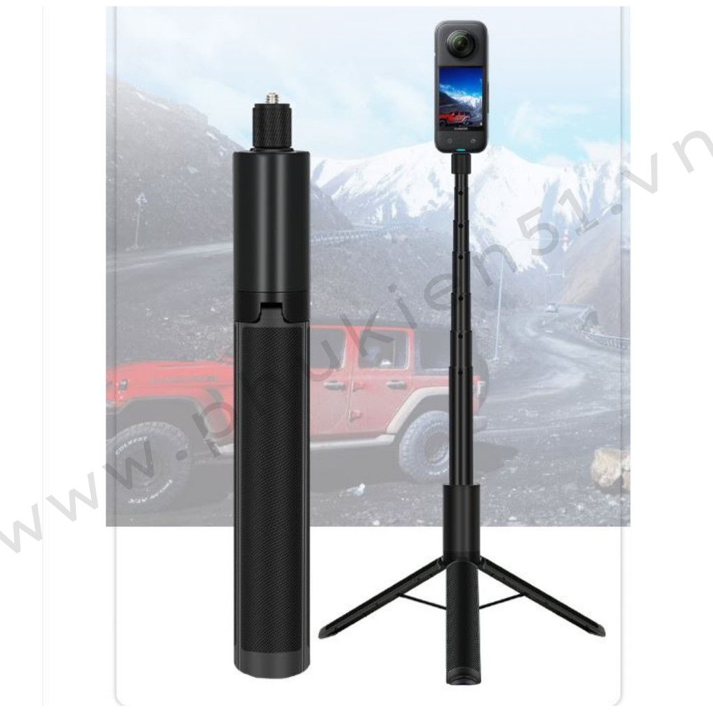 Gậy 2 in 1 tích hợp tripod gắn Actioncam 1.2m nhỏ gọn tiện lợi-  Gậy tàng hình 2in1 cho Gopro Insta360