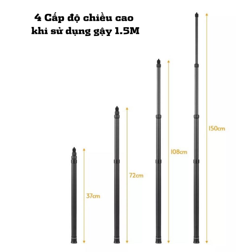 Gậy 1.5M 3M Carbon Fiber tàng hình kéo dài dành cho Insta360, GoPro, GoPro Max