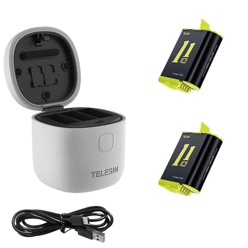 Pin và Dock sạc Allin Box Telesin Gopro Gopro 12 11 10 9 Black chống nước hỗ trợ đọc thẻ TF
