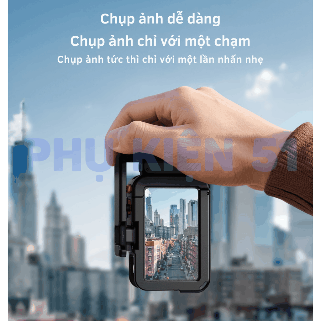 Báng tay cầm Telesin DJI Action 3 4 5 Pro tương thích khung kim loại khung nguyên bản
