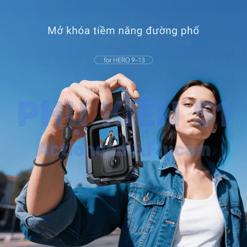 StreetGrip Kit TELESIN GOPRO 9 10 11 12 13 BLACK - Tay cầm hỗ trợ chụp hình đường phố nghệ thuật