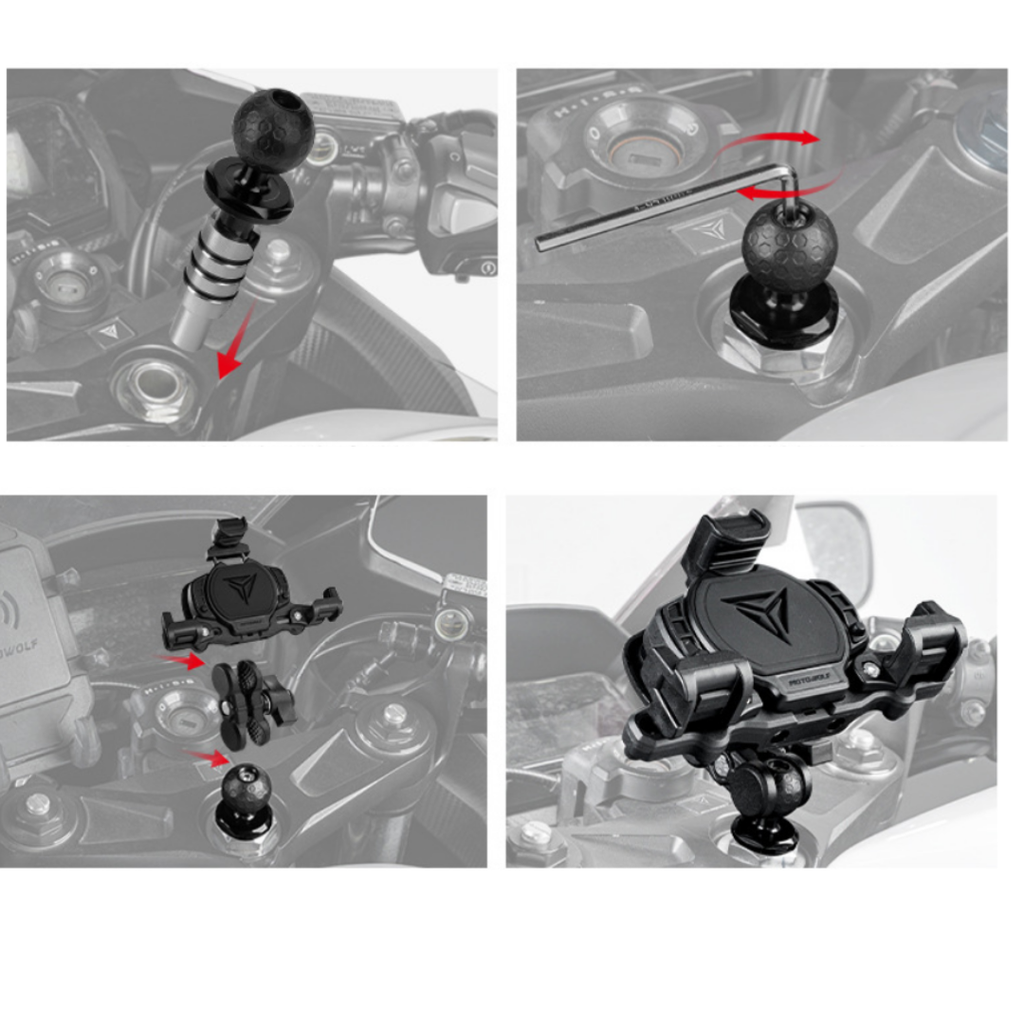Giá đỡ gắn chảng ba bi 25mm ghi đông xe máy moto hỗ trợ gắn nhiều thiết bị