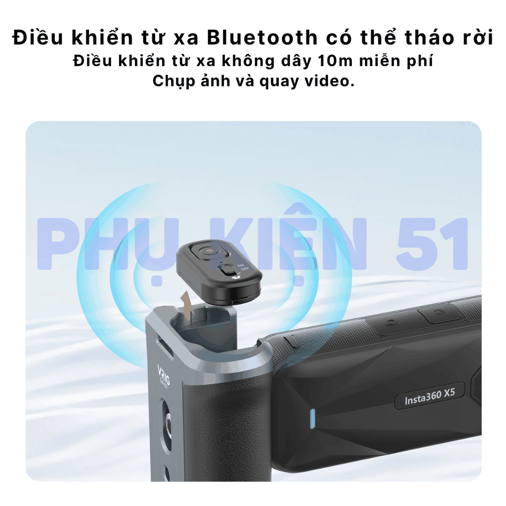 Báng tay cầm cho Insta360 X5 X4 Air tích hợp Remote chụp ảnh đường phố