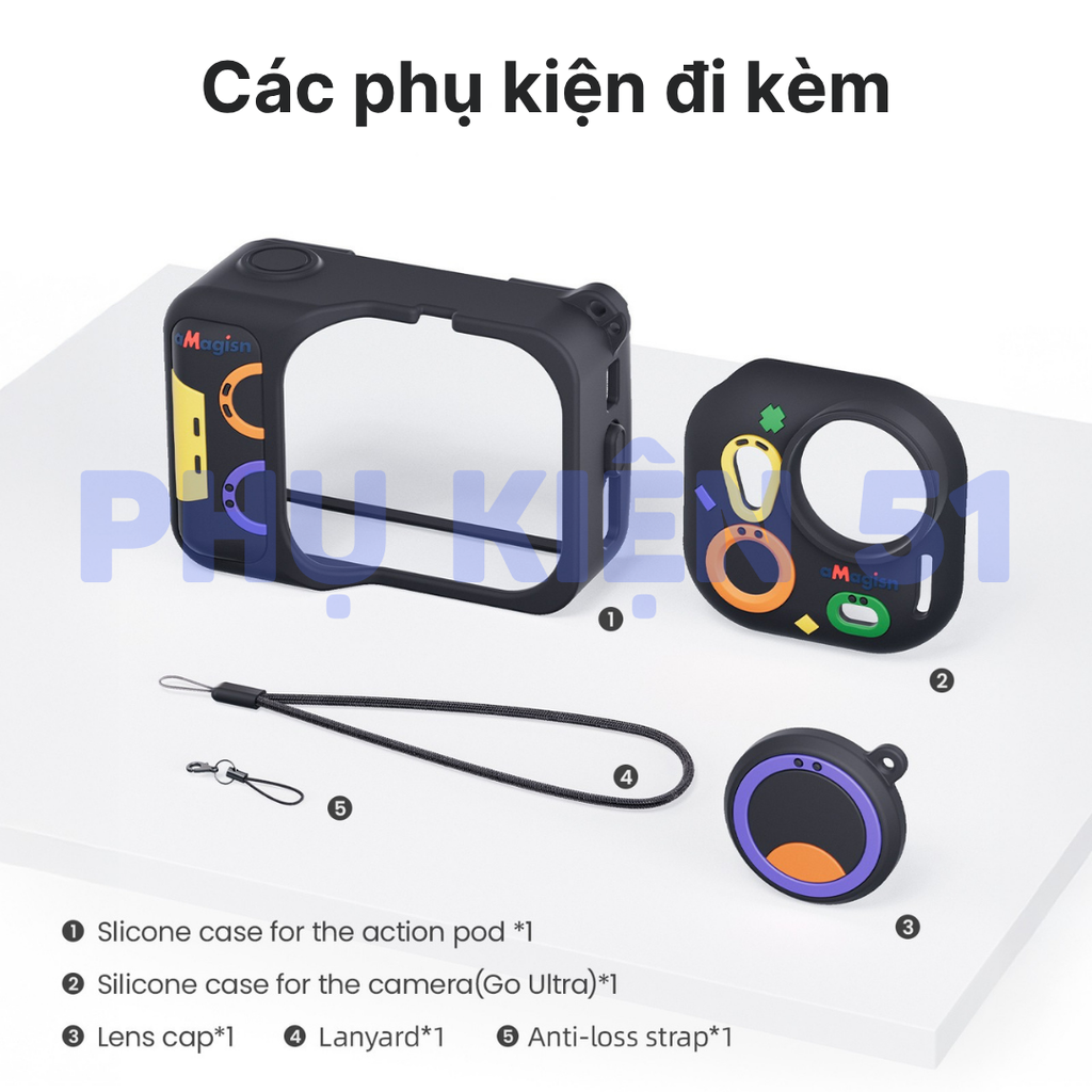 Silicon aMagisn cho Insta360 Go Ultra bảo vệ camera màn hình màu sắc vui nhộn