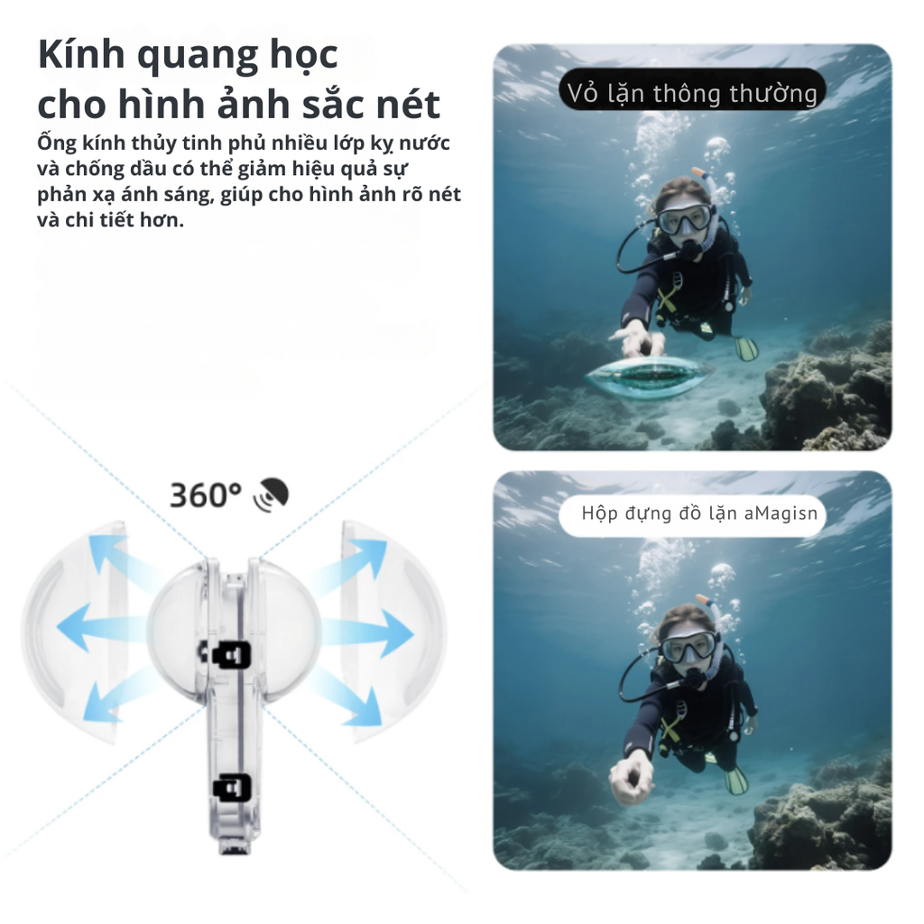 Khung chống nước aMagisn cho Insta360 X5 bơi lặn bảo vệ camera