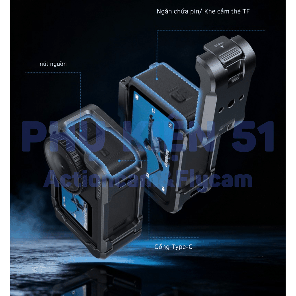 Khung Hợp Kim Telesin Action 6 bảo vệ camera chống trầy xước - S6-FMS-35-TDJ