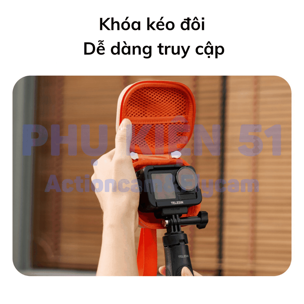 Túi mini Telesin đựng Actioncam cao cấp lớp nhung mềm mại, kháng nước