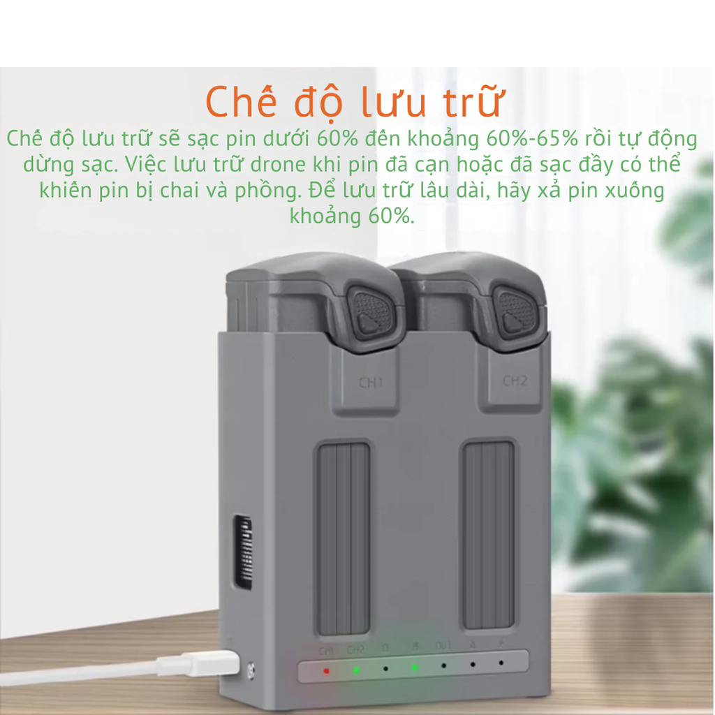Hub sạc YX 100W cho DJI Mavic 4 Pro đèn báo đầy đủ 2 khe sạc