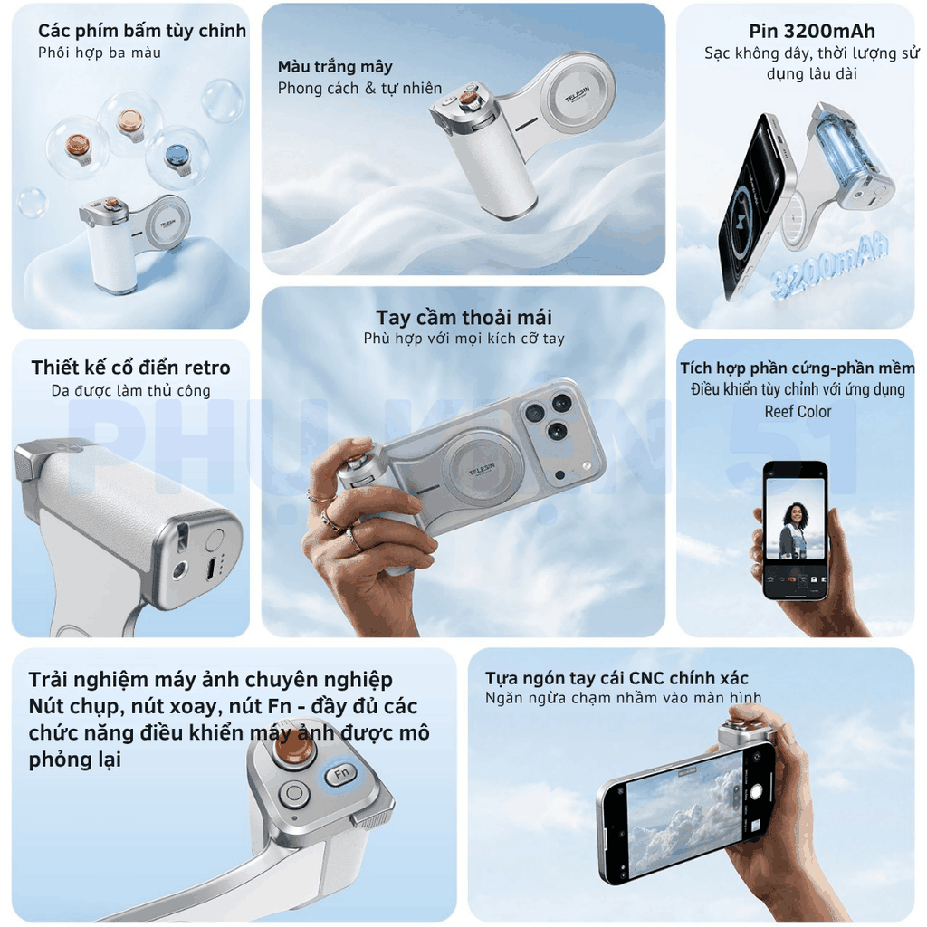 Báng tay cầm chuyên nghiệp Iphone 12 -17 Series hợp kim nhôm cao cấp