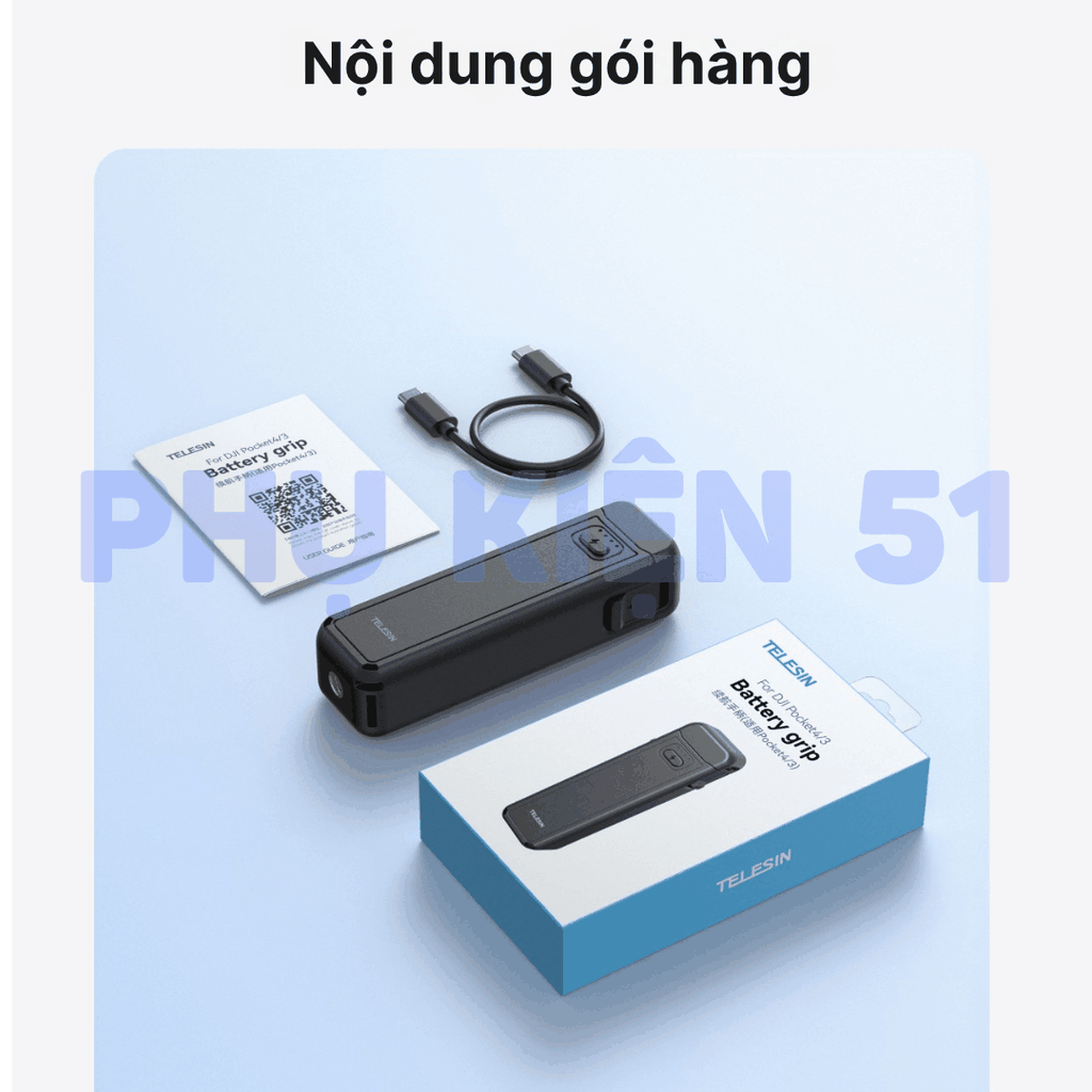 Pin sạc Telesin cho Pocket 4 3 kéo dài thời gian sử dụng 1,3 lần sạc