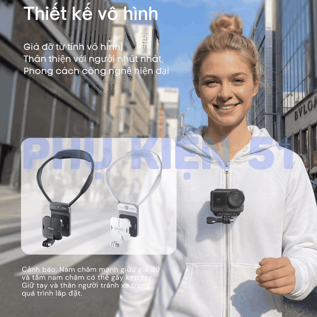Vòng đeo cổ aMagisn từ tính cho Actioncam giấu ẩn trong áo hít mạnh mẽ