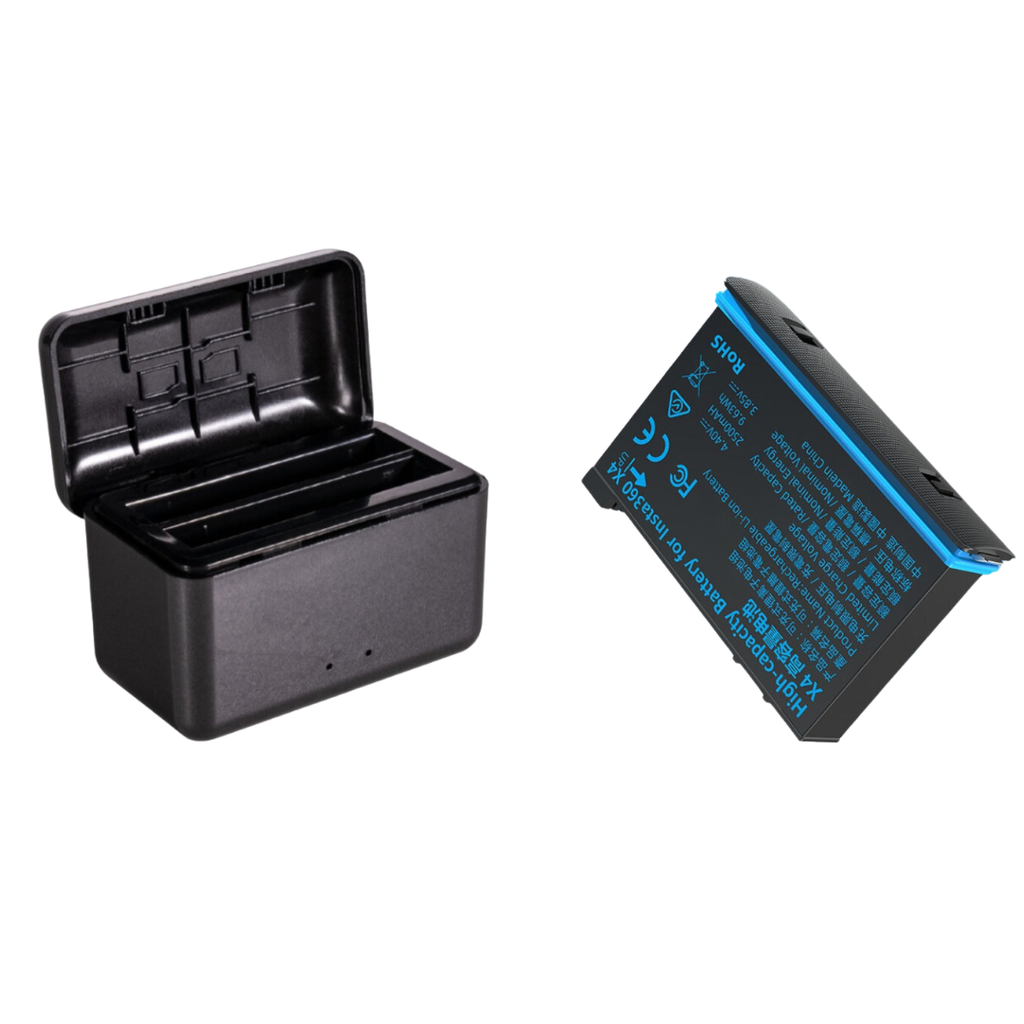 Pin For 2500mAh Insta360 X4 thay thế pin theo máy và hộp sạc rời 2 khe pin OEM