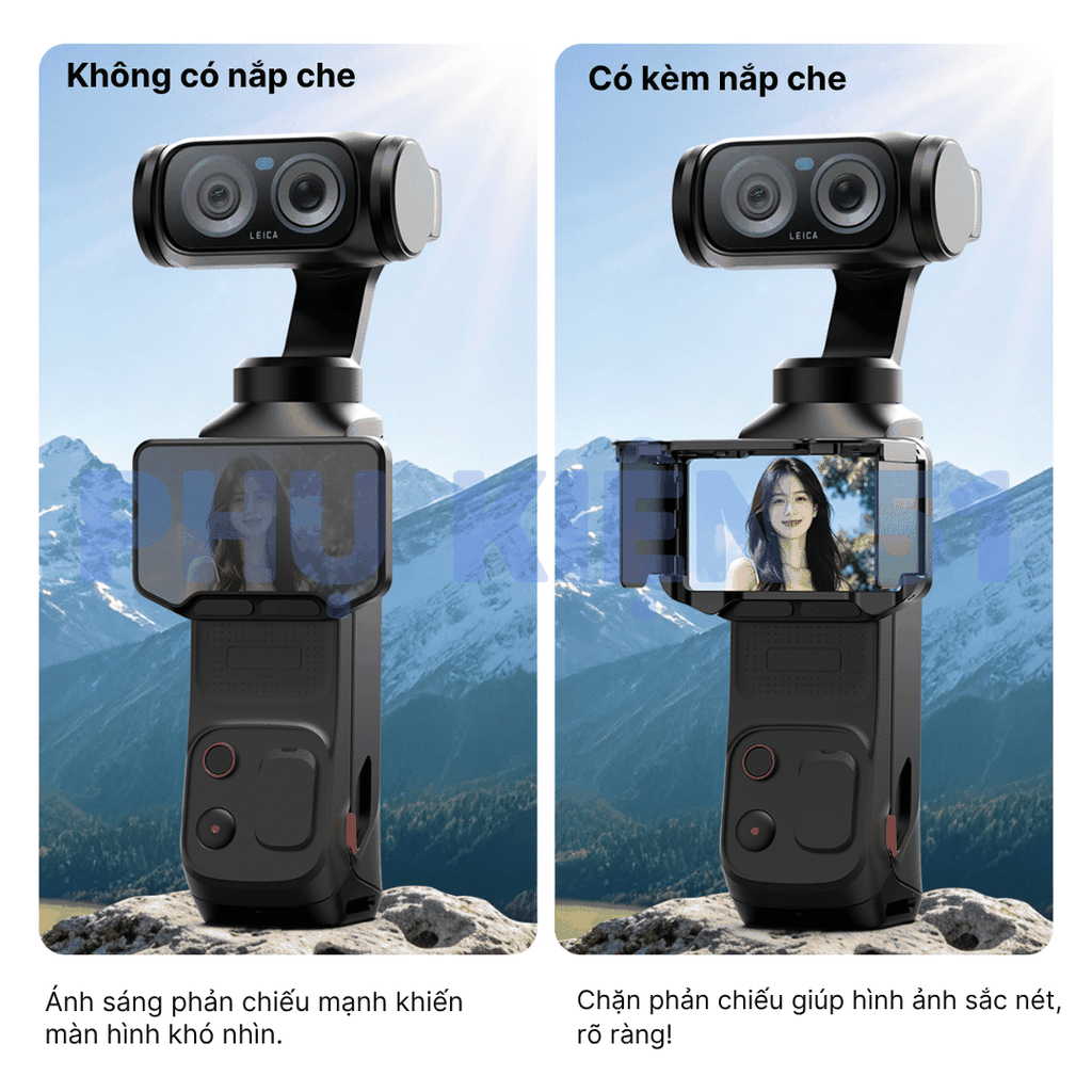 Nắp che nắng Vrig cho Insta360 Luna giúp nhìn rõ màn hình bảo vệ