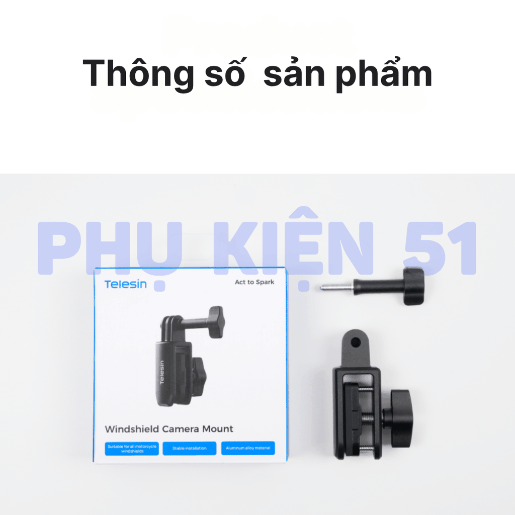 Giá đỡ kẹp kính Telesin cho Actioncam kẹp kính chắn gió nhôm CNC chắc chắn