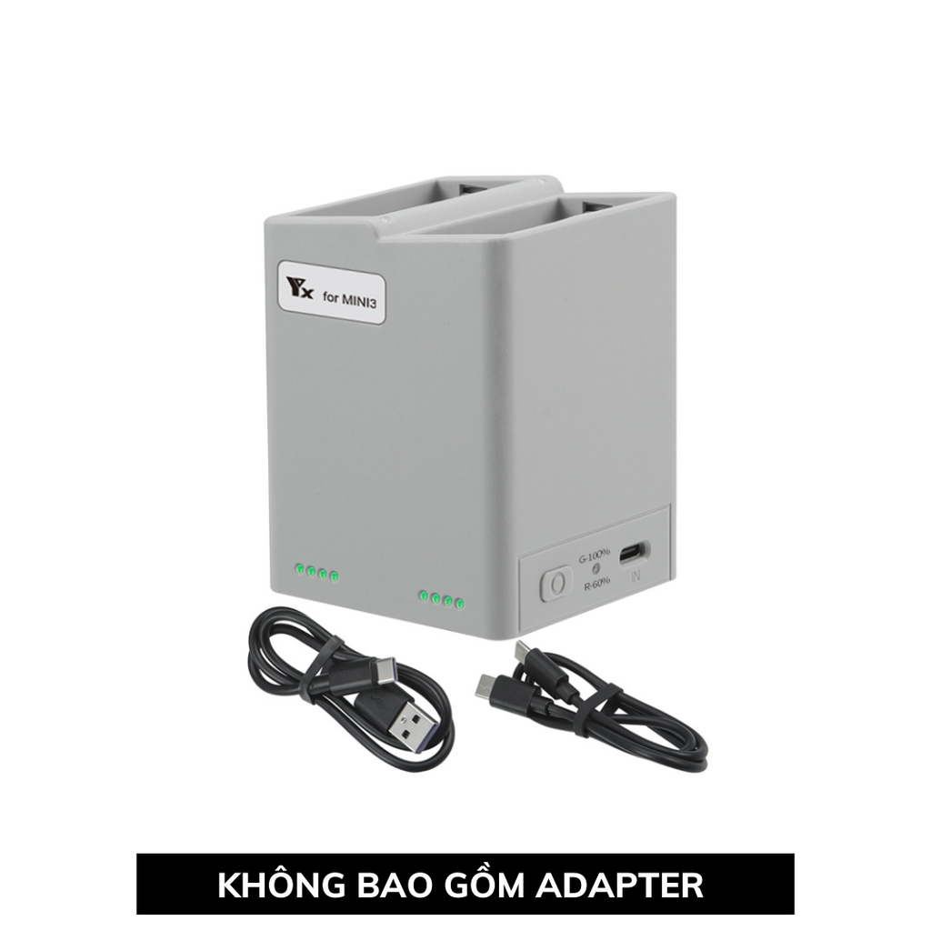 Hub sạc YX 2 khe pin DJI Mini 3 / Mini 3 pro/ Mini 4 Pro tối đa 35W 65W 2 chiều