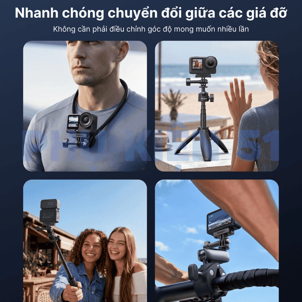 Ngàm nam châm Telesin Action 6 Nano giúp gắn nhiều phụ kiện