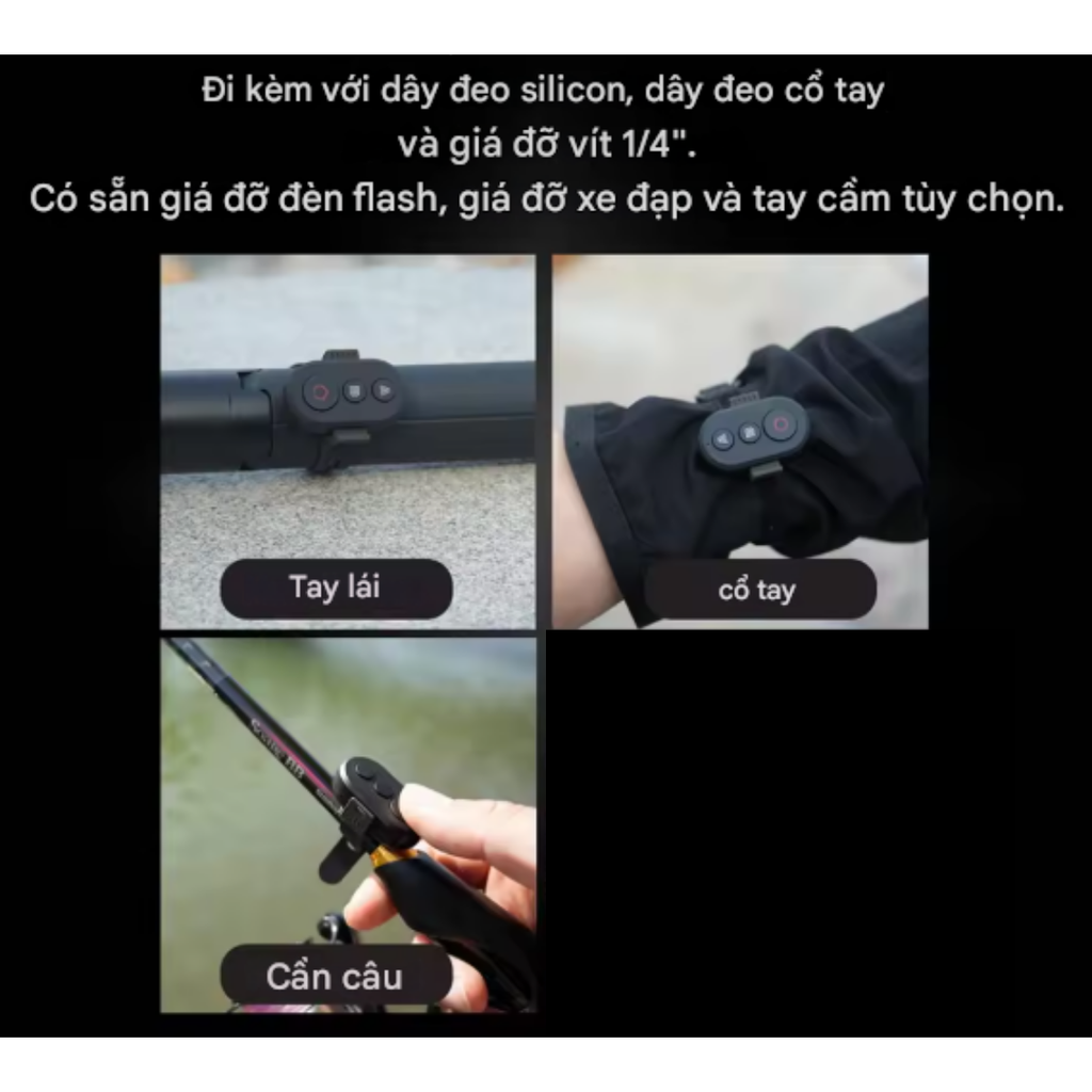 Remote mini cho Gopro Insta360 X4 X3 X2 Ace Pro 2 , 8 9 10 11 12 13 BLACK
